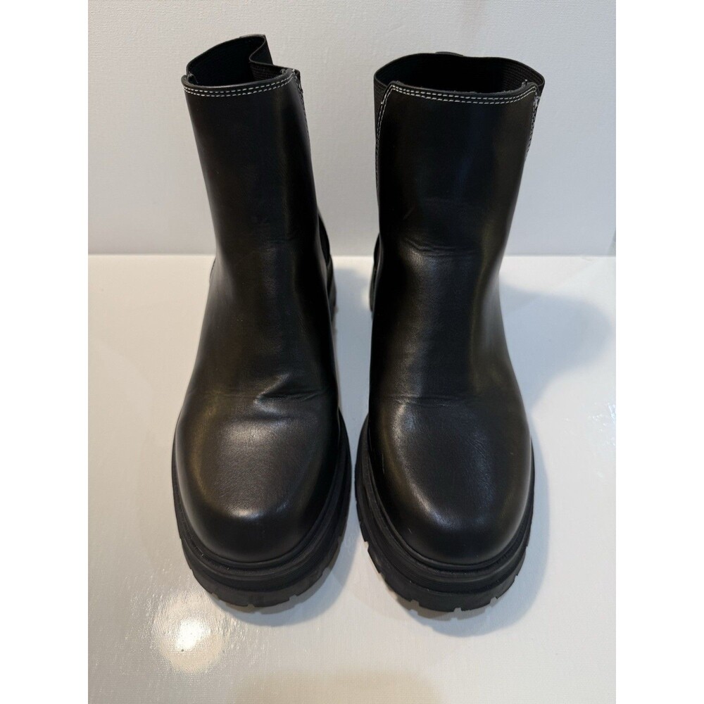 Y2K Nine West Chunky Sole Toe Pull On Chelsea Ankle Boots 8.5 90s Goth Black - Picture 4 of 16